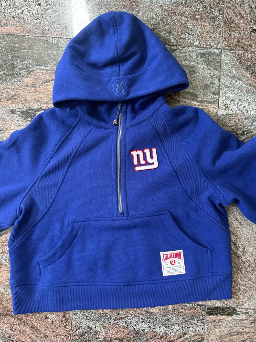 Women's New York Giants NFL lululemon Larkspur Scuba Oversized Half-Zip Hoodie